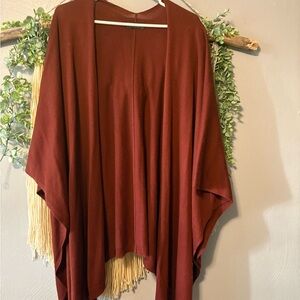 Rust Red Open Front Sweater Kimono